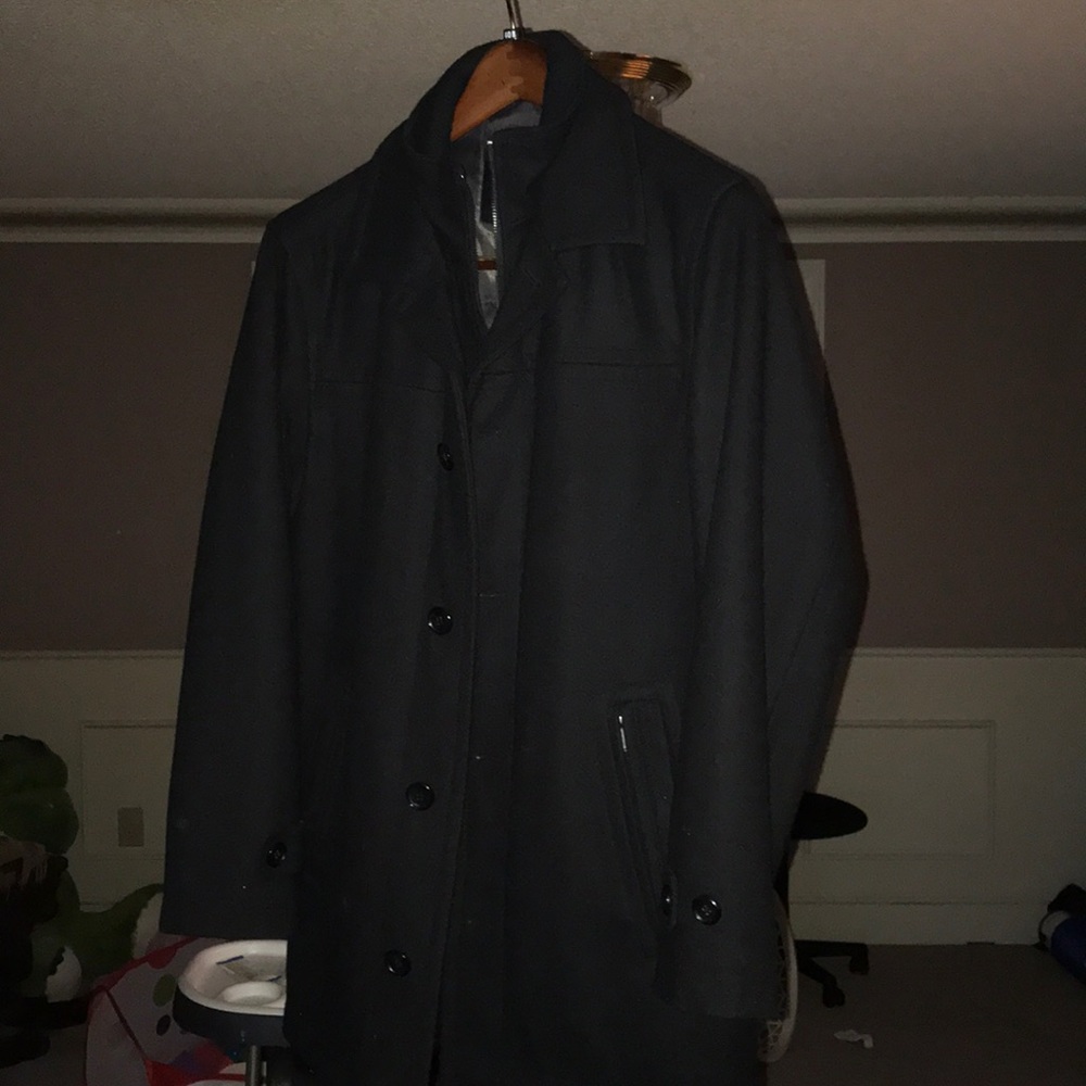 London fog wool coat, zip up and button up